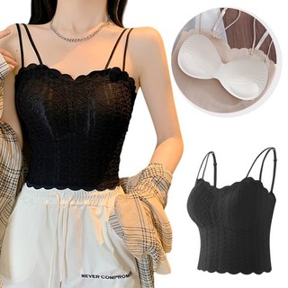 밍고쓰 컵내장 크롭 레이스 끈나시 캡나시 브라렛