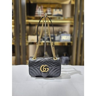 구찌 GG 마몬트 마틀라세 미니 숄더백-블랙 446744 DTDIT 1000