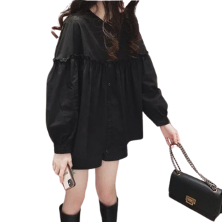 티류으스 봄여름 차이나 벌룬 소매 솔리드 심플 티셔츠 루즈핏 7부 블라우스 여성 캐주얼 셔츠 캐주얼 스타일리쉬 빅사이즈 탑 751766