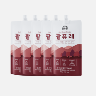 [팥&팥] 무가당 국산 팥퓨레 & 팥앙금 (레시피 포함), 250g x 5개 세트 잼스토리