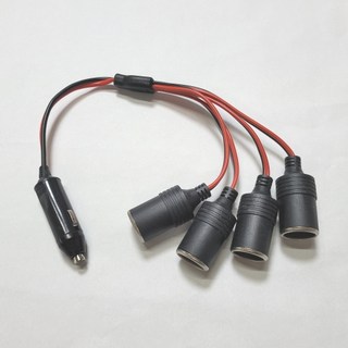 차량용 4분배 멀티 시거잭 - 12V/24V 겸용 - 총 4구 시거소켓 확장 젠더 - 전원 분배기, 1개