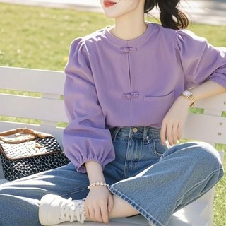PETITBATH라운드넥 퍼프소매 린넨블렌드 블라우스 여성 데일리 캐주얼 RJX20250721CS15