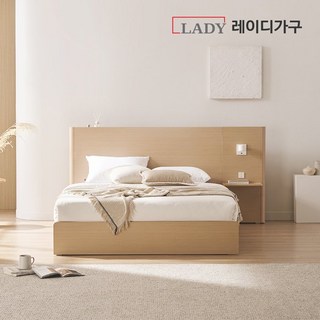 [국내생산 E0등급] 레이디가구 머무름 호텔 수납 침대 Q (패널 1EA 필로우탑 50T 포함), 내추럴