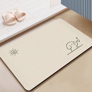 [1+1] 빨아쓰는 규조토 발매트 욕실 주방 현관 논슬립 깨지지 않는 규조토 매트, [1+1]안녕냥이(L)