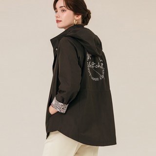 여성용 봄 체크 배색 후드 점퍼 (2컬러)