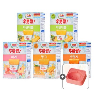 Dole 얼려먹는 주스 후룻팝 혼합 5박스 40입 (파인애플2+피치+망고+오렌지) + 아이스 트레이 / 과즙 100%, 40개