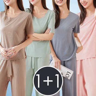 아모르주 1+1 여름 잠옷 상하의 2벌 세트 냉감 홈웨어