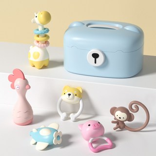 고려베이비 동물 딸랑이 치발기 세트 신상아 아기 백일 출산 준비 선물, 동물딸랑이 6종세트, 1개