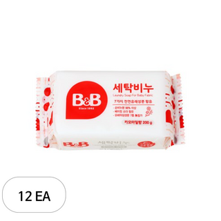 비앤비 유아의류용 세탁비누 카모마일, 200g, 12개