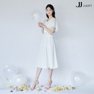 JJ지고트 레이스 케이프 메탈 버튼 원피스 GN6A0OP30