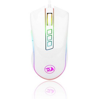 1680만 RGB 컬러 백라이트 10000 DPI 조절 가능 편안한 그립감 7가지 프로그래머블 버튼이 있는 레드라곤 M711 코브라 게이밍 마우스, White, 1개