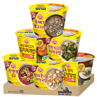 [블루존] 오뚜기 컵밥 국밥세트 (뚝불고기+김치찌개+미역국+진짬뽕+황태국+설렁탕), 217.5g, 1개