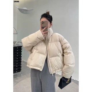 DFMEI 겨울 아메리칸 복고풍 도톰 숏 화이트 오리털 패딩