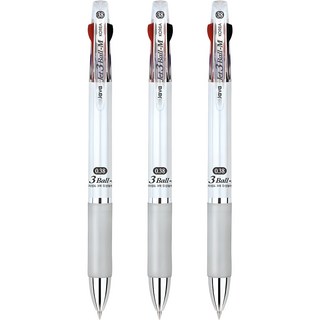 JAVAPEN Jet 3 Ball-M 油性三色筆, 0.38mm, 白色, 3支