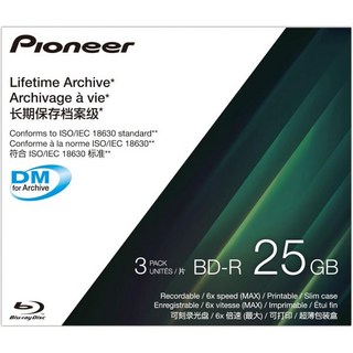 블루레이 플레이어 고화질 HD 디스크 아카이브용 파이오니어 BDR 25GB ISOIEC 18630 준수 아카이브 호환용 DM 세트 3개 IPSBD11W03P, 1개