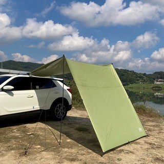 차량용어닝 승용차 SUV 흡착판 어닝 타프 사이드어닝 차박 캠핑 자동차 그늘막, 그린, 옵션3 440x200, 흡착판 미추가