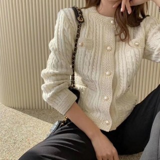 프리미엄 간절기 겨울용 트위드가디건 도톰한가디건 하늘색가디건 니트가디건 여자가디건코디 진주가디건