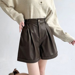 [M~2XL]여성 레더 밴딩 가죽 숏팬츠 반바지 비보뉴