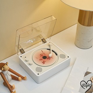 cd플레이어 Uright 레트로 오디오 휴대용 예쁜 벽걸이 생일선물 미니 모던한 usb, 북유럽 화이트