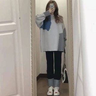 Meet 봄 부드러운 양복 2022 새로운 한국어 스타일 유행 니트 스웨터 캐주얼 와이드 다리 바지 두 조각 정장