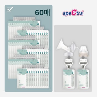 [공식판매처]스펙트라 온도감지 이지 모유저장팩 200ml 리필형 60매입 커넥터미포함, 30개입, 2개