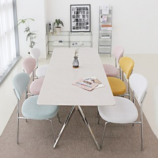 로페 세라믹테이블 1800 포세린 미드센츄리 모던 화이트 타원형 양면 식탁 테이블, 직사각1800(의자미포함)