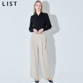 [리스트] 벨트 장식 원턱 와이드 팬츠