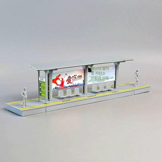 지하철역 플랫폼 조립 블록 장난감 모델 나무 블럭 원목, 1개, 버스정류장