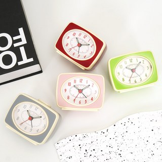 인테리어 소품 빈티지 아날로그 레트로 알람 소형 탁상시계 4, 핑크