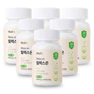 힐린 릴렉스온 스트레스 긴장완화 테아닌 홍경천 마그네슘 영양제, 30정, 6개
