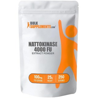 BulkSupplements.com 낫토키나아제 파우더 - 낫토 나토키나아제 보충제 4000 FU 추출물에서 추출 1회 제공량당 100mg 25g(0.88oz)(1팩), 1개, 25g