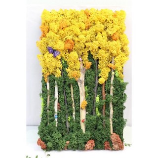 스칸디아모스 인테리어 액자 20*50cm 풍경화 "가을나무" 실내 거실 카페 소품 선물 초록 계열, 1개