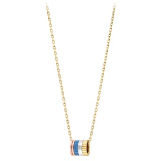 부쉐론(Boucheron) 콰트로 블루 18K 옐로 화이트 앤 로즈 골드 다이아몬드 미니 링 펜던트 네크리스