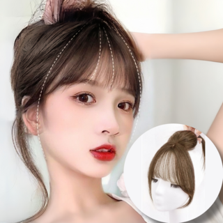 코지웨이브 얼굴 작아보이는 시스루뱅 앞머리 가발, 1개, 라이트브라운
