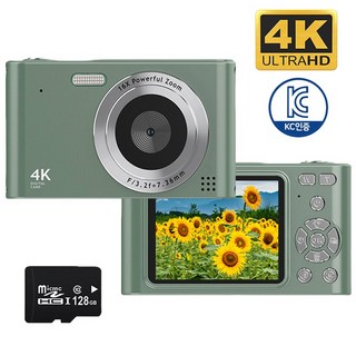 세계일주 사진용 4800W 레트로 미니 디지털 카메라 여행용 인생+128G메모리카드 YouTube용 16X 손떨림 방지, RDYNU-녹색, RDYNU-녹색
