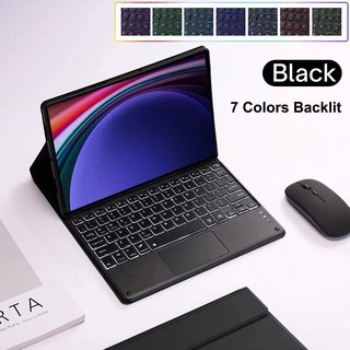 갤럭시 탭 S9 플러스용 케이스 12.4 SMX810 X816 매직 키보드 태블릿 케이스, English keyboard, 08 Black D 후면lit, 1개
