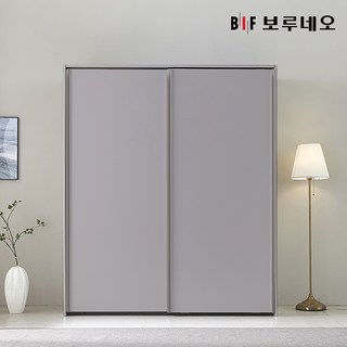 쥬피터 E0 슬라이딩 키큰 옷장 2도어 수납형 (W1600~1900), 라이트그레이 수납형B