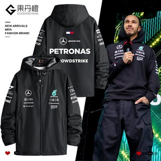 F1 레이싱 바람막이 해밀턴 조지 러셀 메르세데스 팀 유니폼, 190/4XL, 검정 1