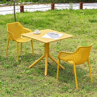 이브 800 사각 루이 암 2인 야외 실내 테이블 의자 세트 카페, 화이트