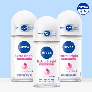 니베아 데오드란트 롤온 엑스트라 브라이트, 50ml, 3개