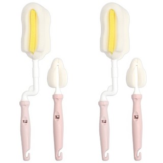 회전형 젖병솔 + 젖꼭지솔 브러쉬 세척솔 세트 인디핑크 x 2개, 1개, 색상:인디핑크 x 2개
