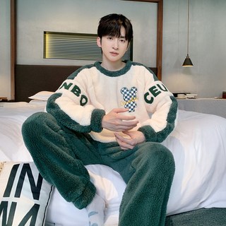 오브집 극세사 오버핏 겨울 수면잠옷 남여공용 상하의 세트