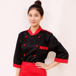 빨강어깨포인트 7부 매듭단추 쉐프 조리복 KW-180