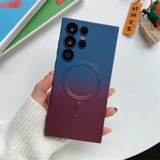 삼성 갤럭시 S24 S23 S22 S21 S20 울트라 FE 플러스 5g Magsafe 액체 실리콘 커버에 대한 자기 무선 충전 그라디언트 케이스