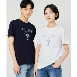 게스 유니 레귤러핏 데님라이크 로고 반팔티 NP2KE405