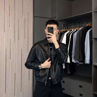 빌리즈빈 남성 카라넥 데일리 집업 가죽 자켓 BA023