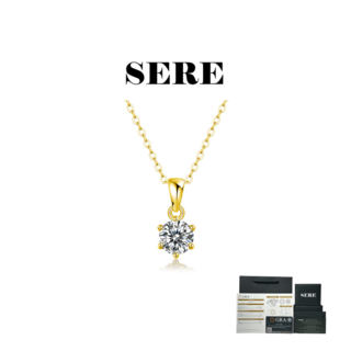 SERE 모이사나이트 브릴리언트 컷 1CT 골드 6프롱 솔리테어 목걸이 [GRA인증서/엑셀런트컷팅/D컬러/국내감별서/S925]