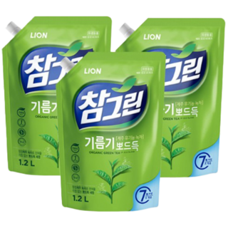 참그린 녹차 뽀드득 주방세제, 1.2L, 12개