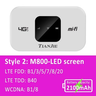 TIANJIE 4G 모바일 3000MAH 배터리 핫스팟 무선 안전 2100 모뎀 FI 지원 밴드 글로벌 WIFI 휴대용 LTE, M800 LED, 1개