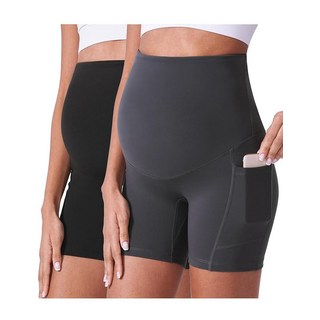 POSHDIVAH 여성용 임산부 반바지 복부 위 바이커 운동 요가 활동적인 여름 임신 러닝 반바지 레깅스 12.7cm(5인치) 그레이 12.7cm (5인치)123242 상품 이미지